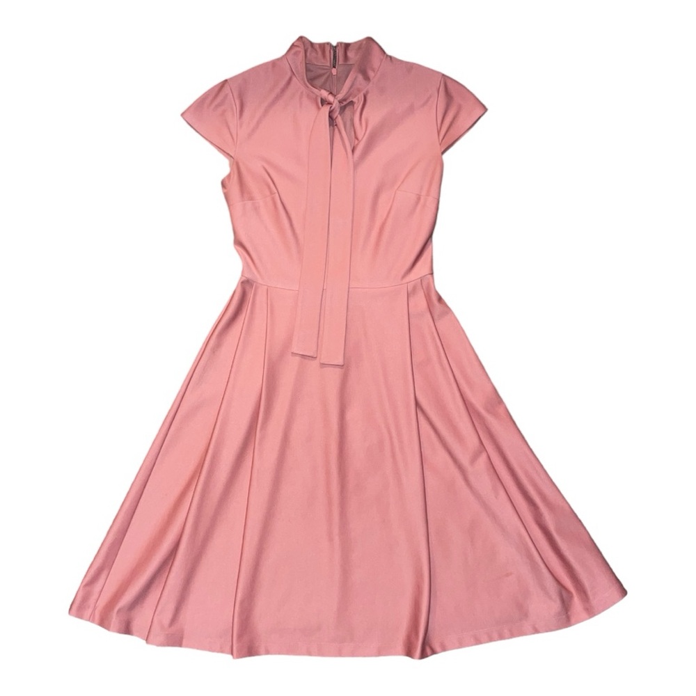 Alexia Admor Blaise Necktie Pleated Fit & Flare Midi Dress - Peach/Pink, Size S